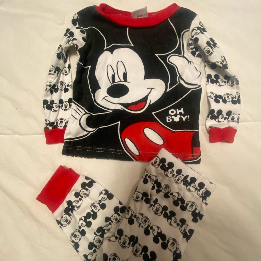 Disney Mickey Mouse Black, White & Red Kids Pajama Set